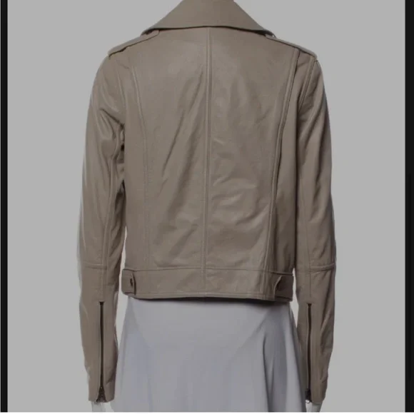 VINCE lamb leather nude moto iacket